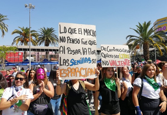 Huelga General Feminista: Mujeres se manifiestan en la Plaza de Puente Alto