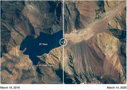 Devastador: Registro de la Nasa releva los efectos de la sequía en el embalse El Yeso