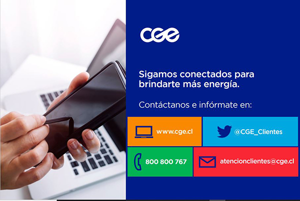 CGE refuerza utilidad de canales de contacto ante consultas e interrupciones de suministro