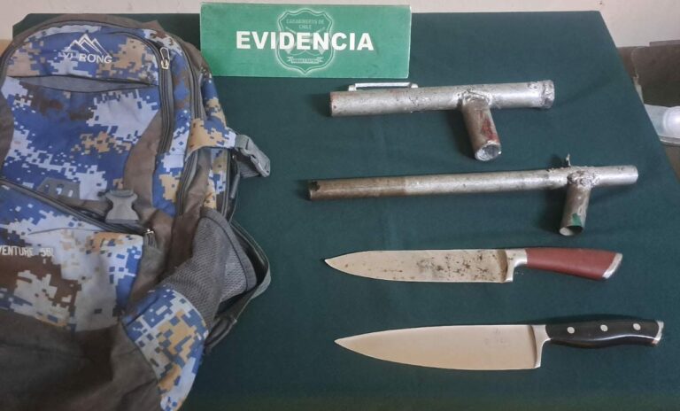 Hombre fue detenido en Puente Alto por transportar armas en una mochila
